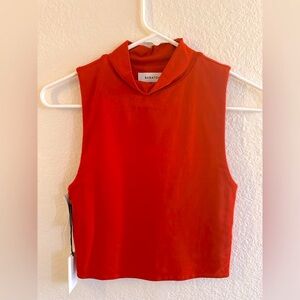 Aritzia Babaton Blood Orange Mock Neck Tank Top